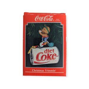 Vintage 1992 Enesco Diet Coke Bear Christmas Ornament